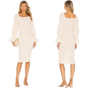 SNDYS Courtney Cream Gingham Smocked Midi Dress Revolve Petal & Pup US Size 6